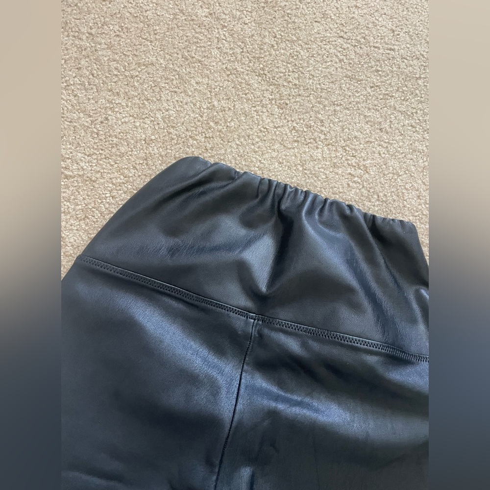 All Saints Leather Black Leggings Pants - Picture 4 of 7
